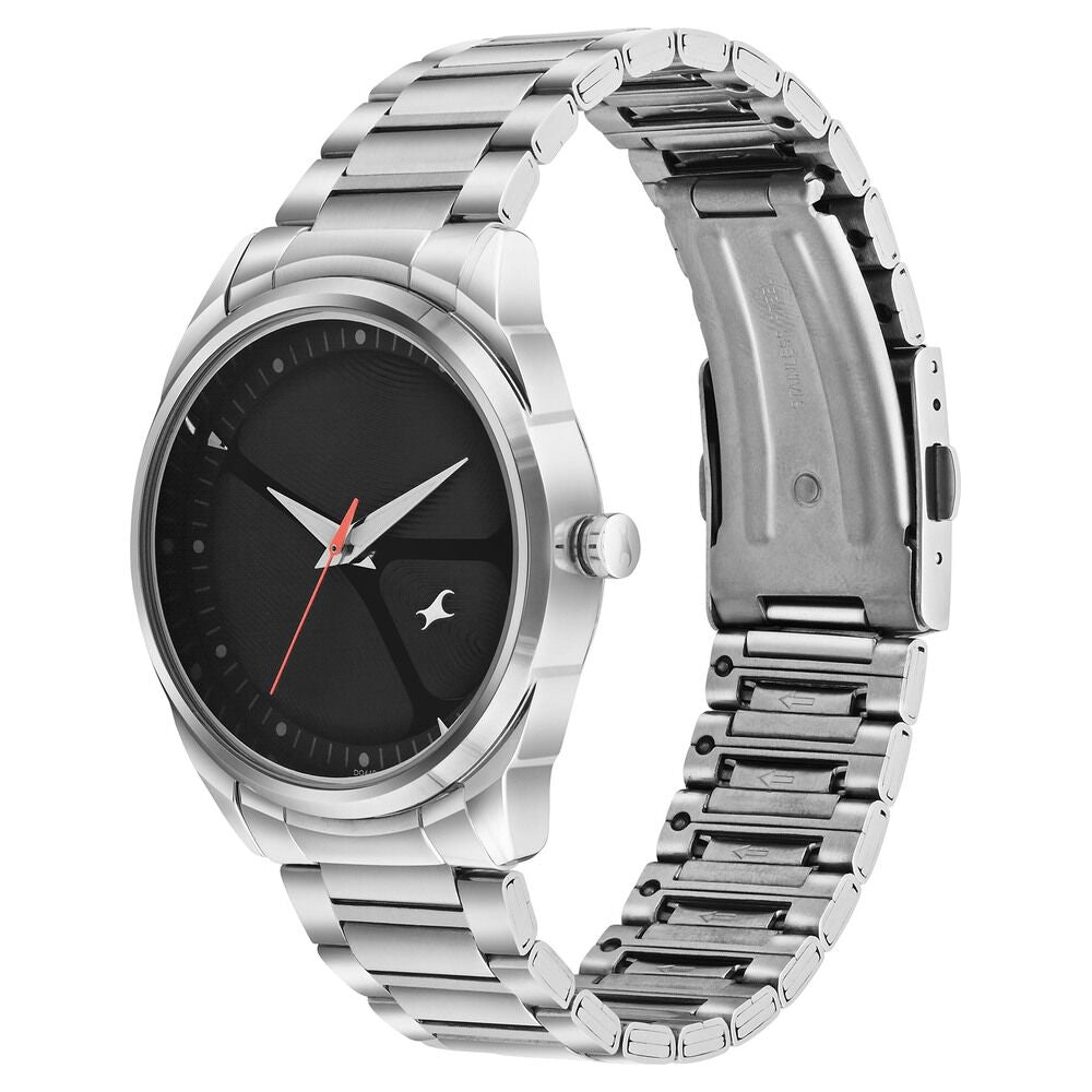 Fastrack MetaWe Quartz Analog Black Dial Stainless Steel Strap Watch For Guys 3273SM02