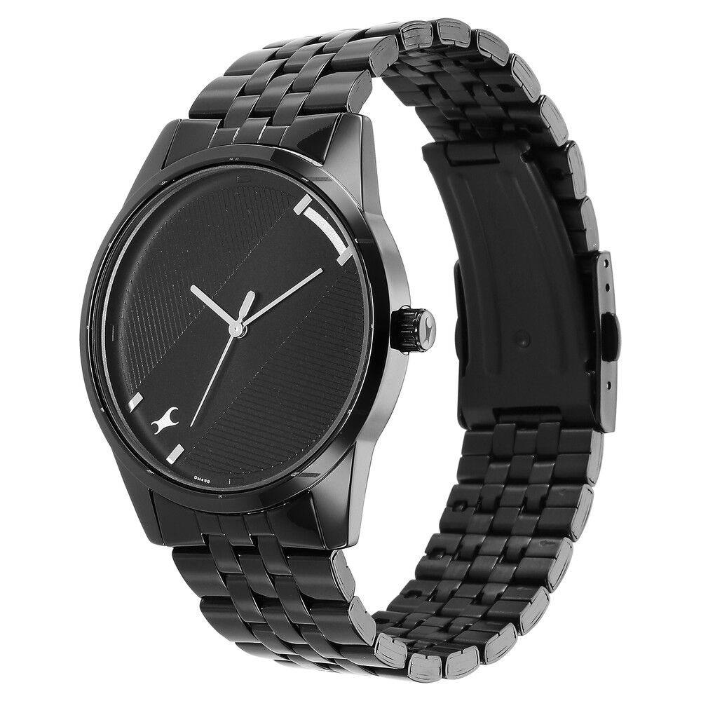 Fastrack Stunners Quartz Analog Black Dial Metal Strap Watch for Guys NR3277NM01