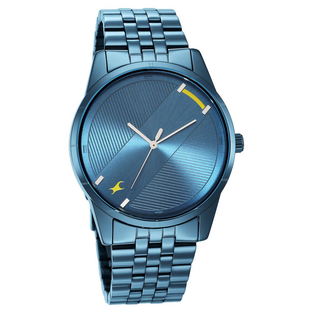 Fastrack Stunners Quartz Analog Blue Dial Metal Strap Watch for Guys NR3277QM01