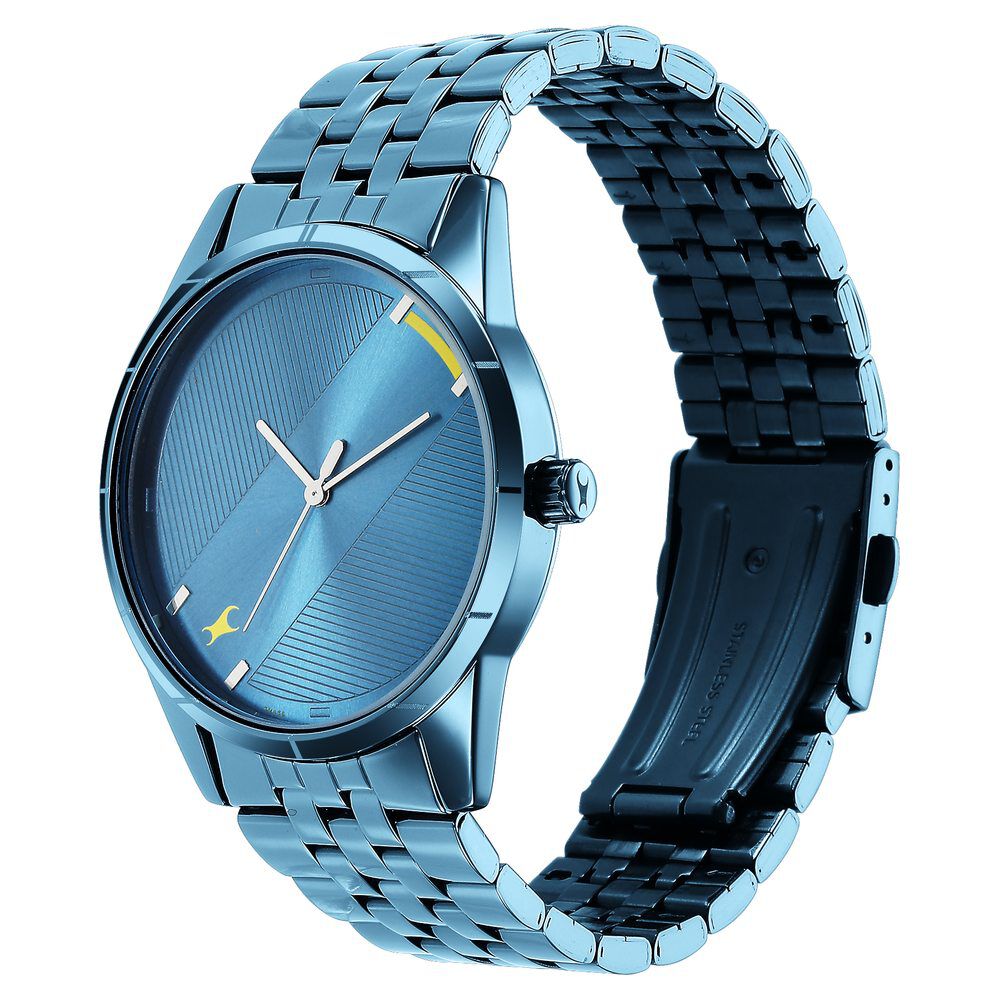Fastrack Stunners Quartz Analog Blue Dial Metal Strap Watch for Guys NR3277QM01
