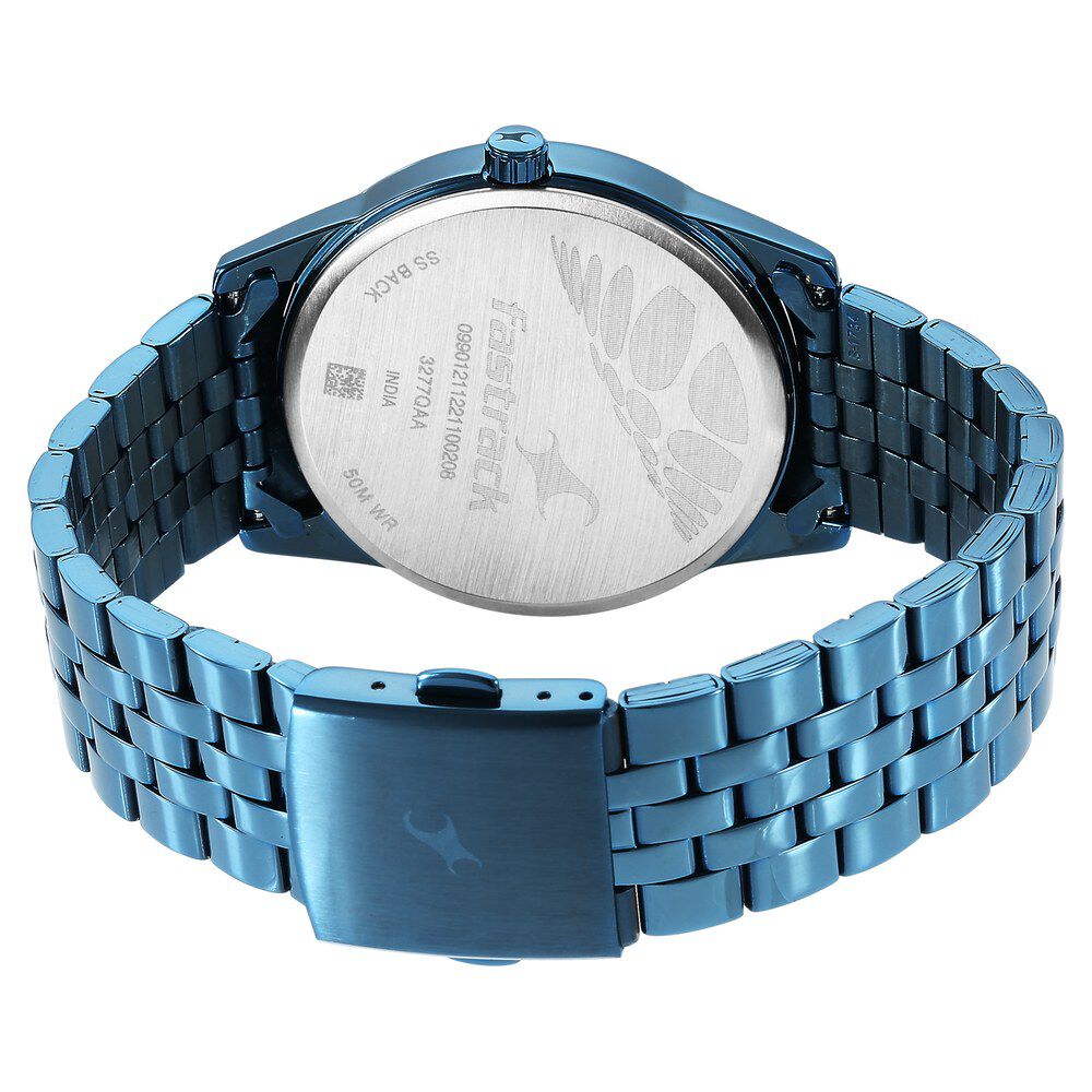 Fastrack Stunners Quartz Analog Blue Dial Metal Strap Watch for Guys NR3277QM01