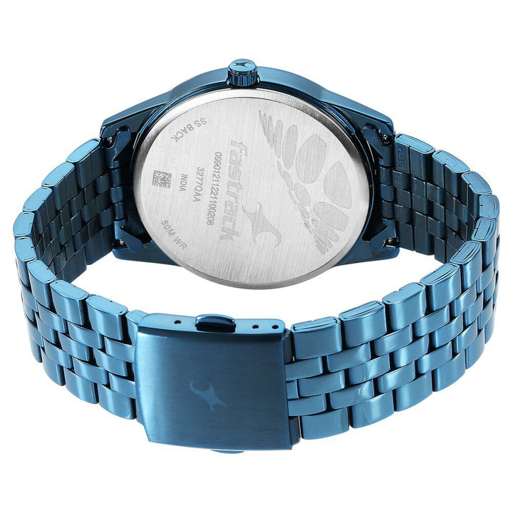Fastrack Stunners Quartz Analog Blue Dial Metal Strap Watch for Guys NR3277QM01