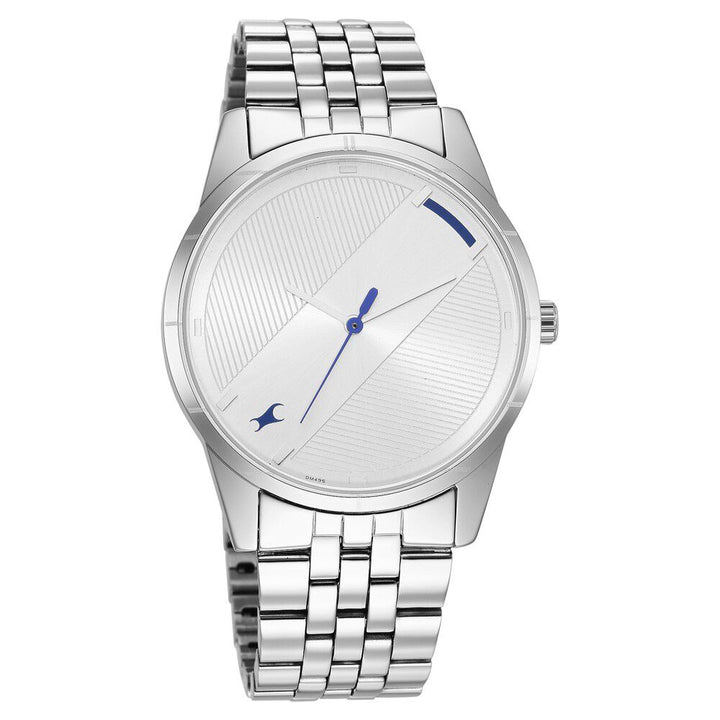 Fastrack Stunners Quartz Analog Silver Dial Metal Strap Watch for Guys NS3277SM01