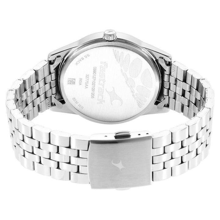 Fastrack Stunners Quartz Analog Silver Dial Metal Strap Watch for Guys NS3277SM01