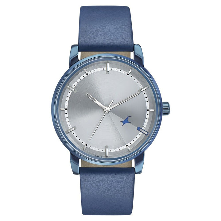 Fastrack Style Up Silver Dial Leather Strap Watch for Guys NS3278QL01