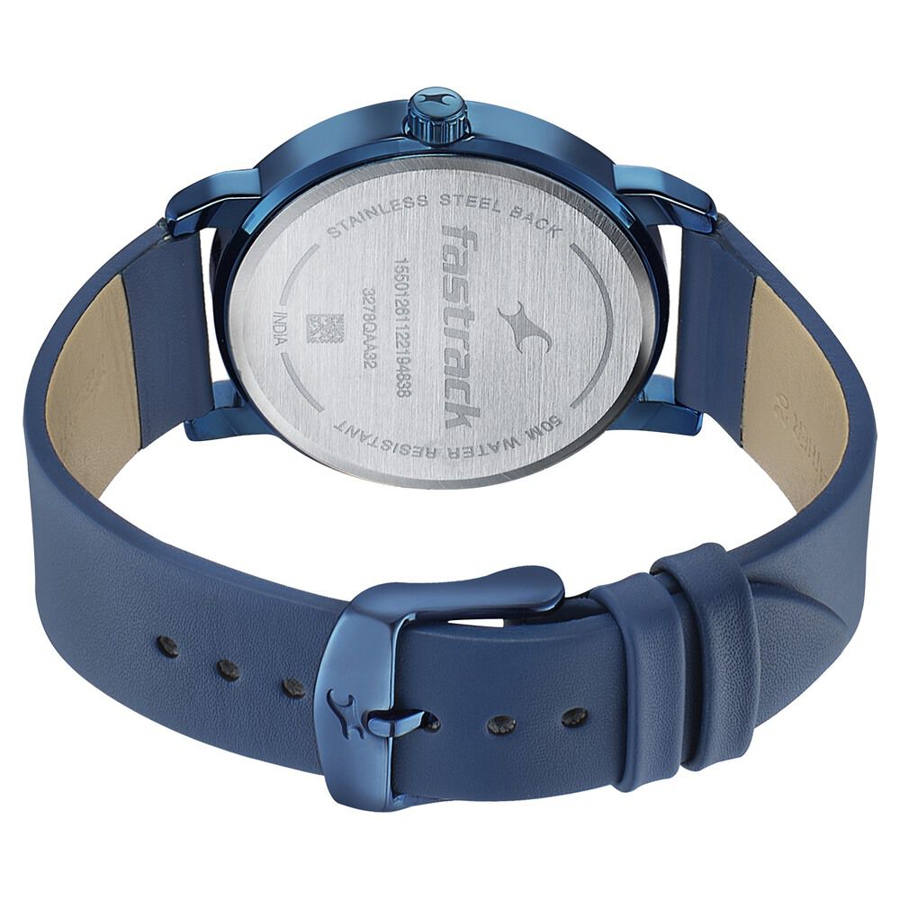Fastrack Style Up Silver Dial Leather Strap Watch for Guys NS3278QL01