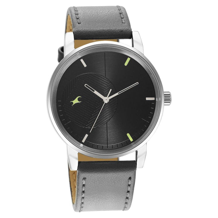 Fastrack Stunners Quartz Analog Black Dial Leather Strap Watch for Guys NS3278SL01