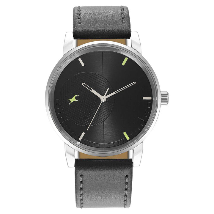 Fastrack Stunners Quartz Analog Black Dial Leather Strap Watch for Guys NS3278SL01