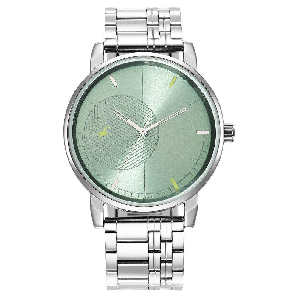 Fastrack Stunners Quartz Analog Green Dial Metal Strap Watch for Guys NS3278SM01