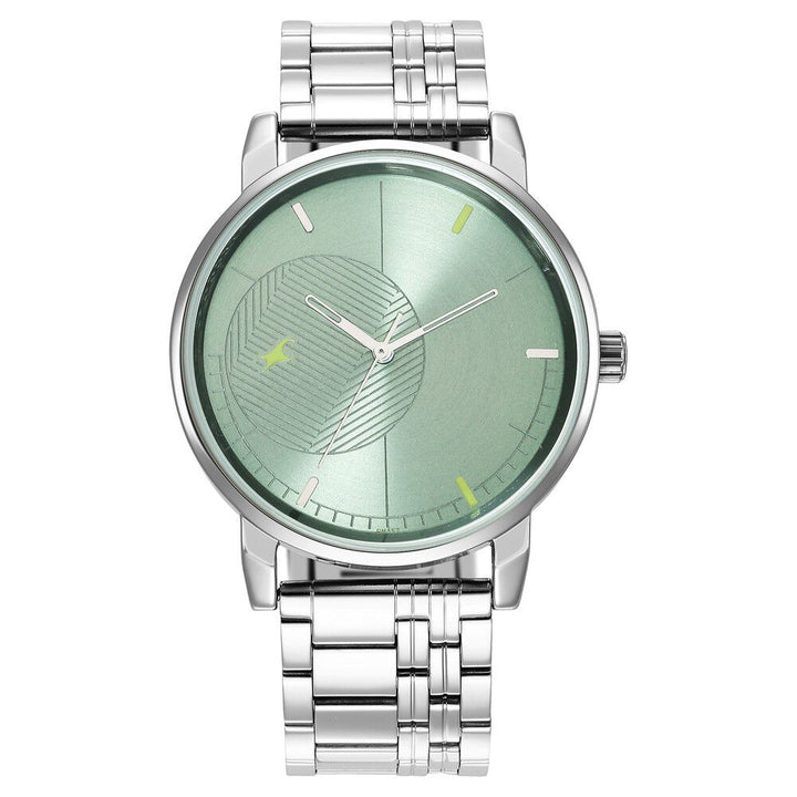 Fastrack Stunners Quartz Analog Green Dial Metal Strap Watch for Guys NS3278SM01