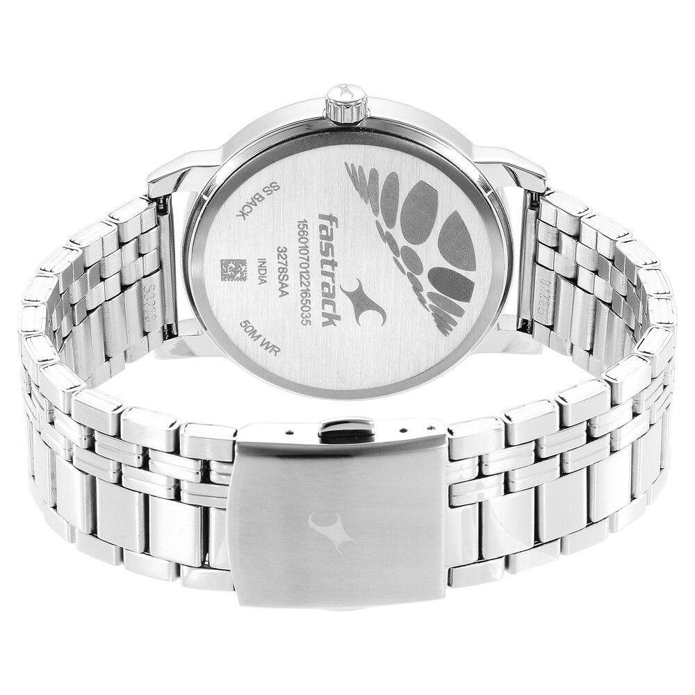 Fastrack Stunners Quartz Analog Green Dial Metal Strap Watch for Guys NS3278SM01