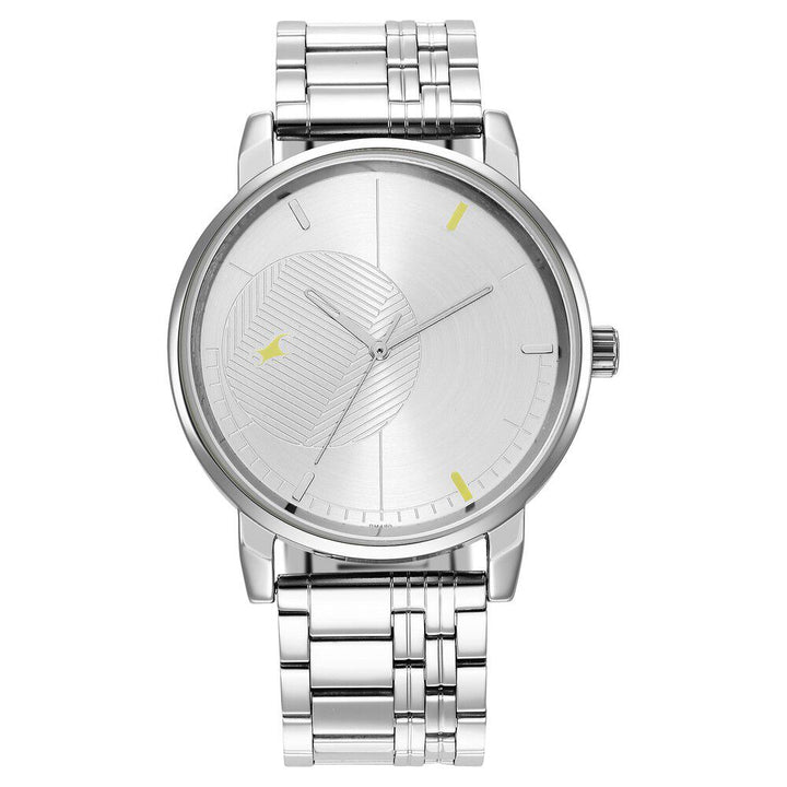 Fastrack Stunners Quartz Analog Silver Dial Metal Strap Watch for Guys NS3278SM02