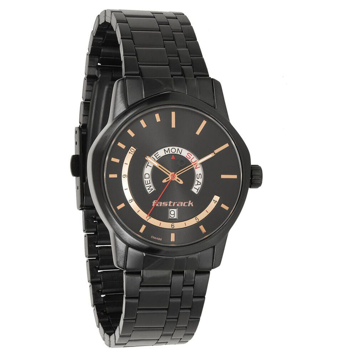 Fatrack Exuberant Black Dial Stainless Steel Strap Watch for Guys NS3279NM01