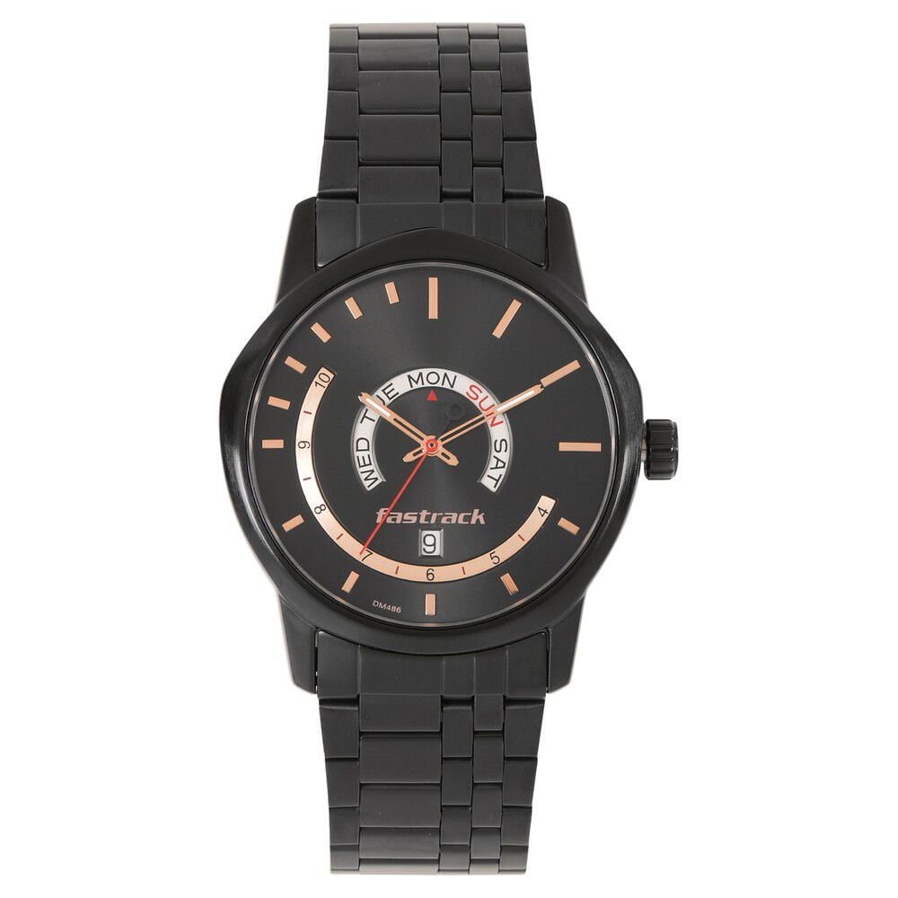 Fatrack Exuberant Black Dial Stainless Steel Strap Watch for Guys NS3279NM01