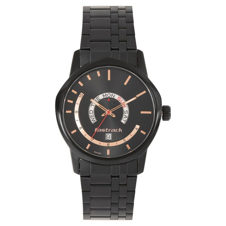 Fatrack Exuberant Black Dial Stainless Steel Strap Watch for Guys NS3279NM01