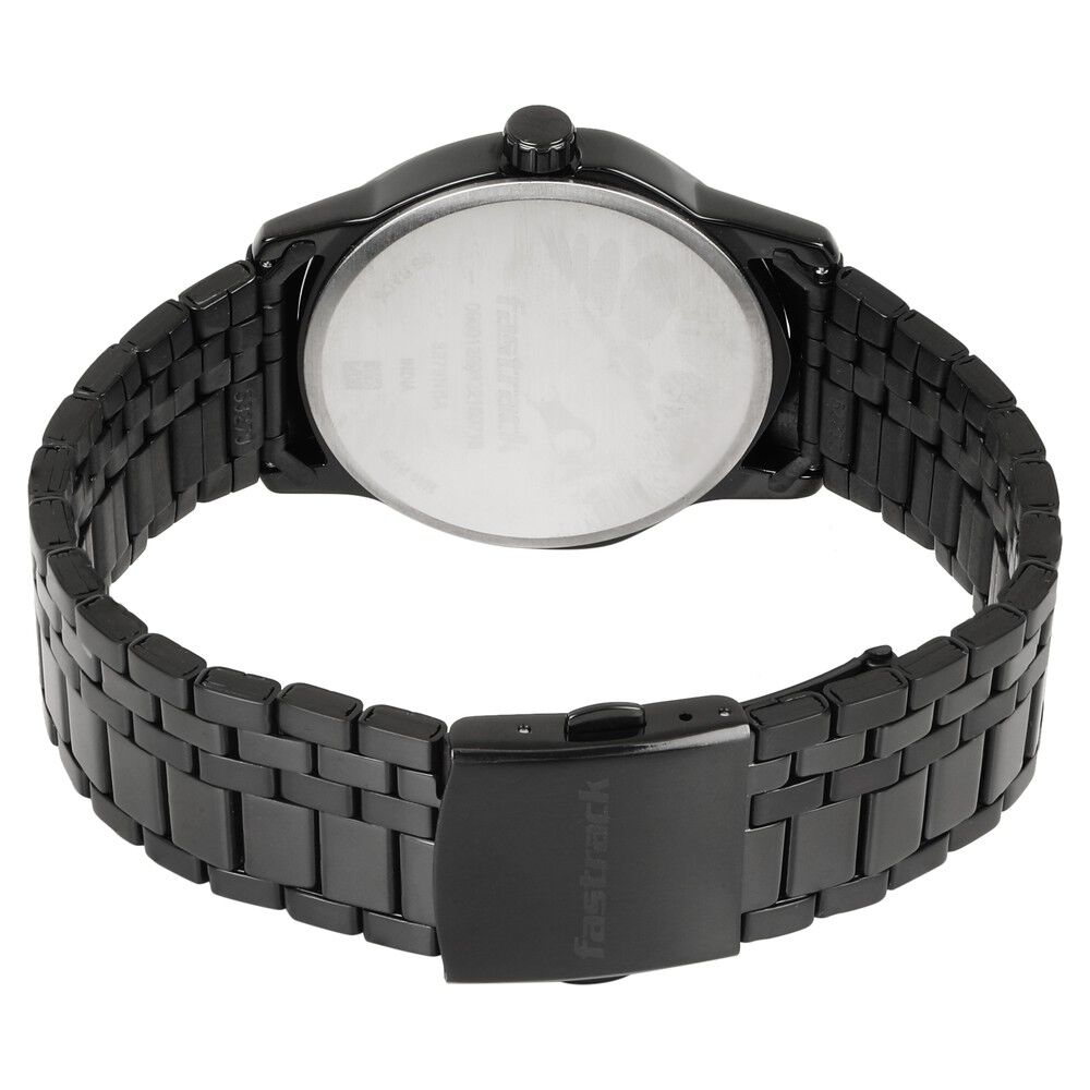 Fatrack Exuberant Black Dial Stainless Steel Strap Watch for Guys NS3279NM01