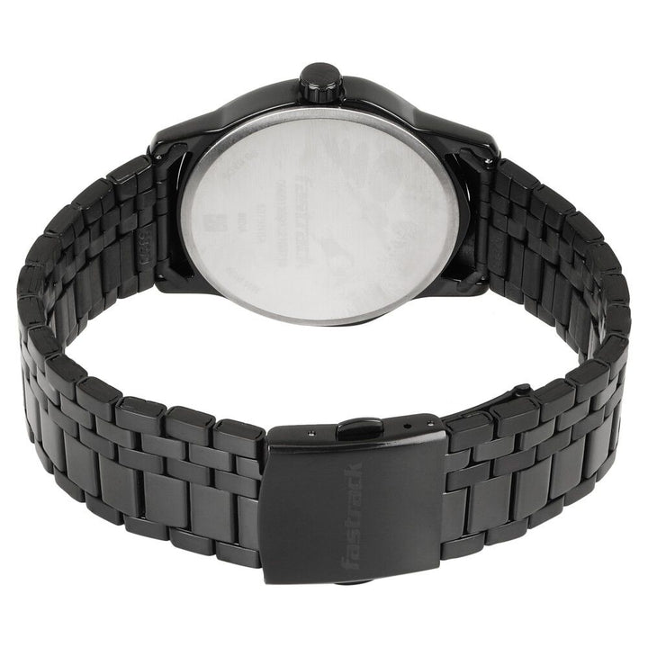 Fatrack Exuberant Black Dial Stainless Steel Strap Watch for Guys NS3279NM01