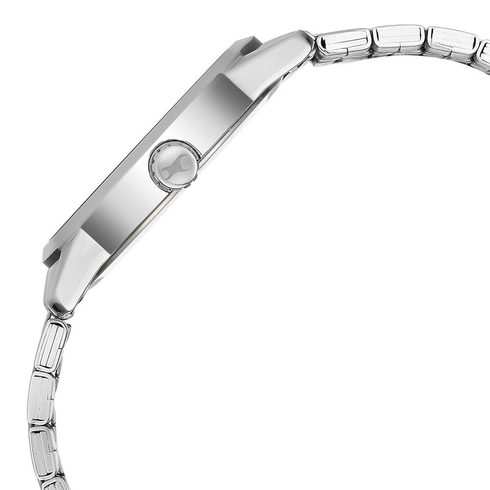 Fastrack Exuberant Quartz Analog with Day and Date Silver Dial Metal Strap Watch for Guys NS3279SM01
