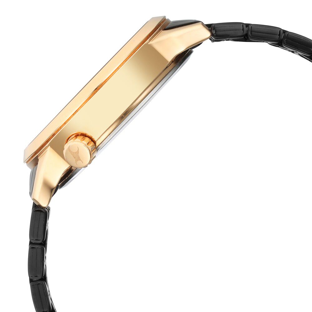 Fastrack Exuberant Quartz Analog Black Dial Metal Strap Watch for Guys 3281KM01