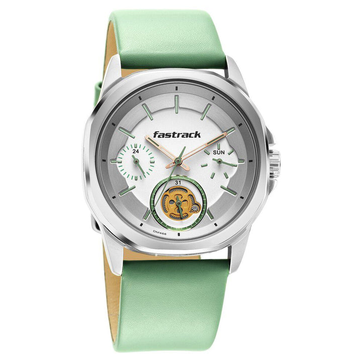 Fastrack Exuberant Quartz Analog White Dial Leather Strap Watch for Guys 3283SL02