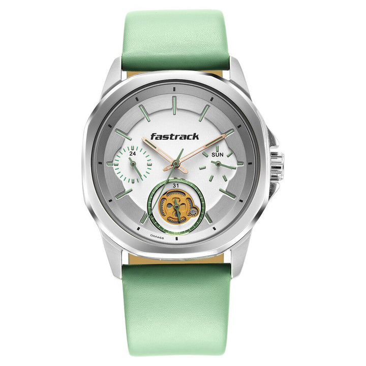 Fastrack Exuberant Quartz Analog White Dial Leather Strap Watch for Guys 3283SL02