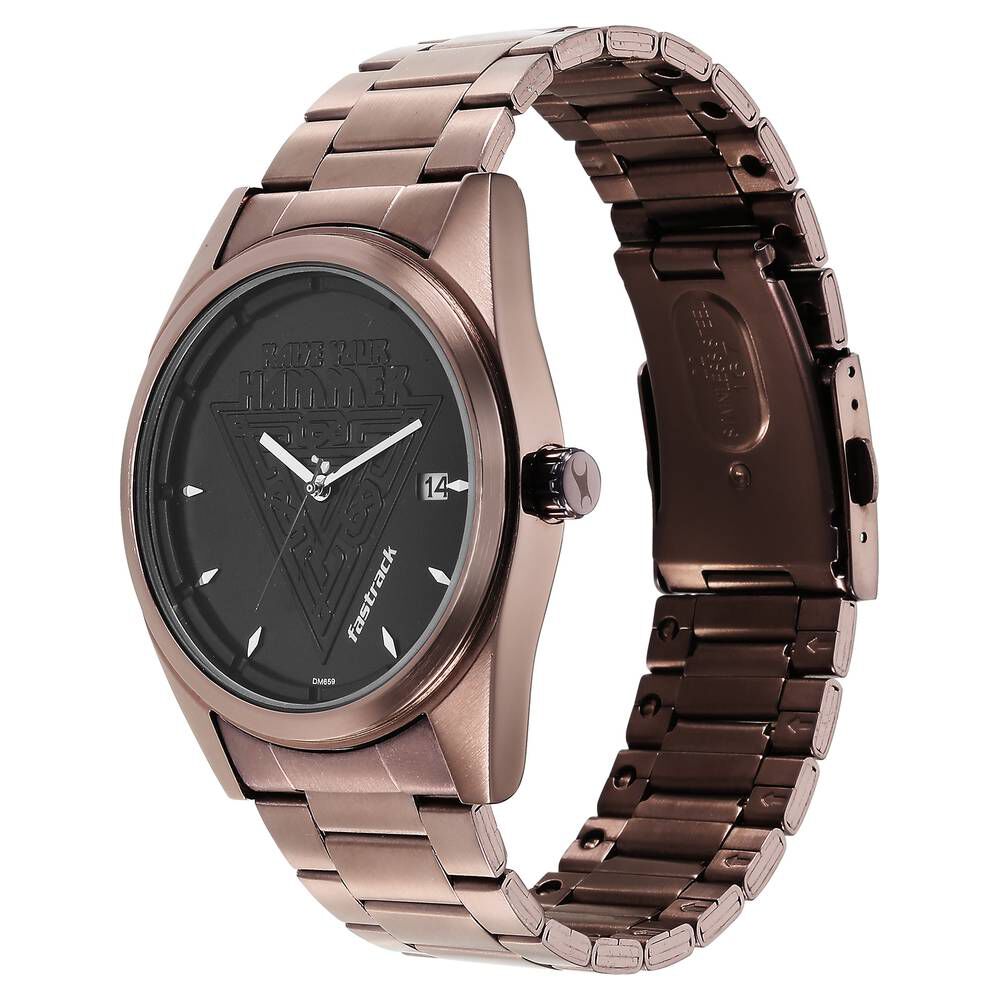 Fastrack Thor Quartz Analog with Date Black Dial Metal Strap Watch for Guys NS3285QM01