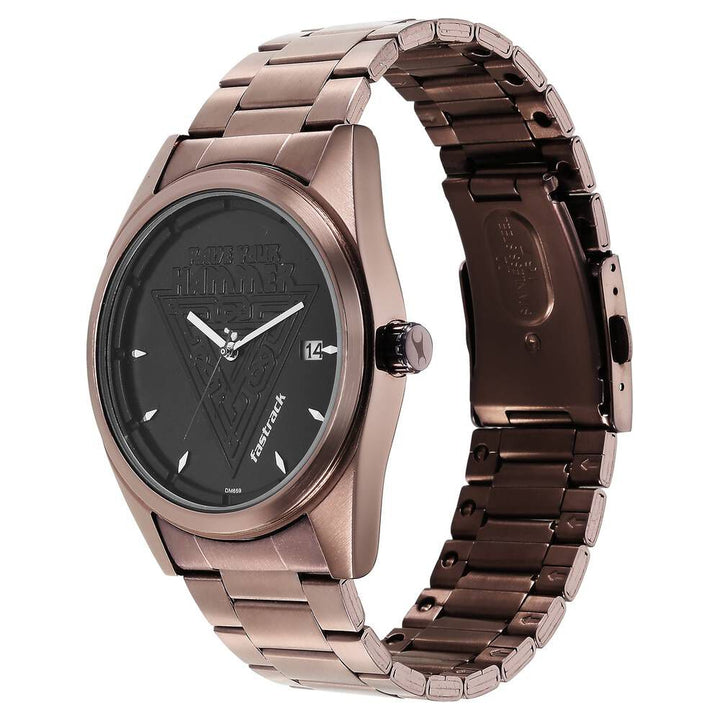 Fastrack Thor Quartz Analog with Date Black Dial Metal Strap Watch for Guys NS3285QM01
