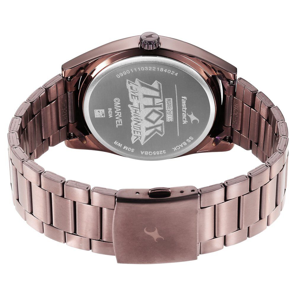 Fastrack Thor Quartz Analog with Date Black Dial Metal Strap Watch for Guys NS3285QM01