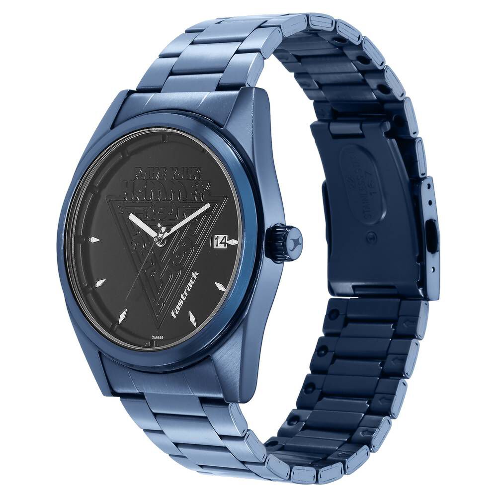 Fastrack Thor Quartz Analog with Date Black Dial Metal Strap Watch for Guys NS3285QM02