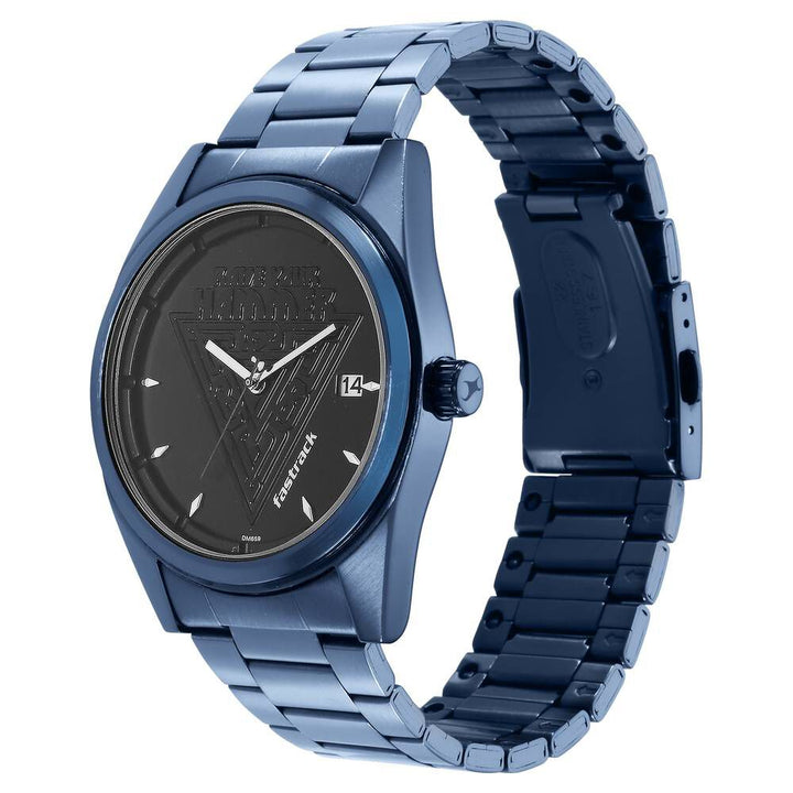 Fastrack Thor Quartz Analog with Date Black Dial Metal Strap Watch for Guys NS3285QM02