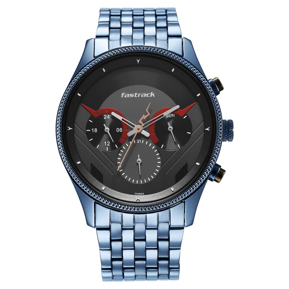 Fastrack Thor Quartz Multifunction Grey Dial Metal Strap Watch for Guys NS3286KM03