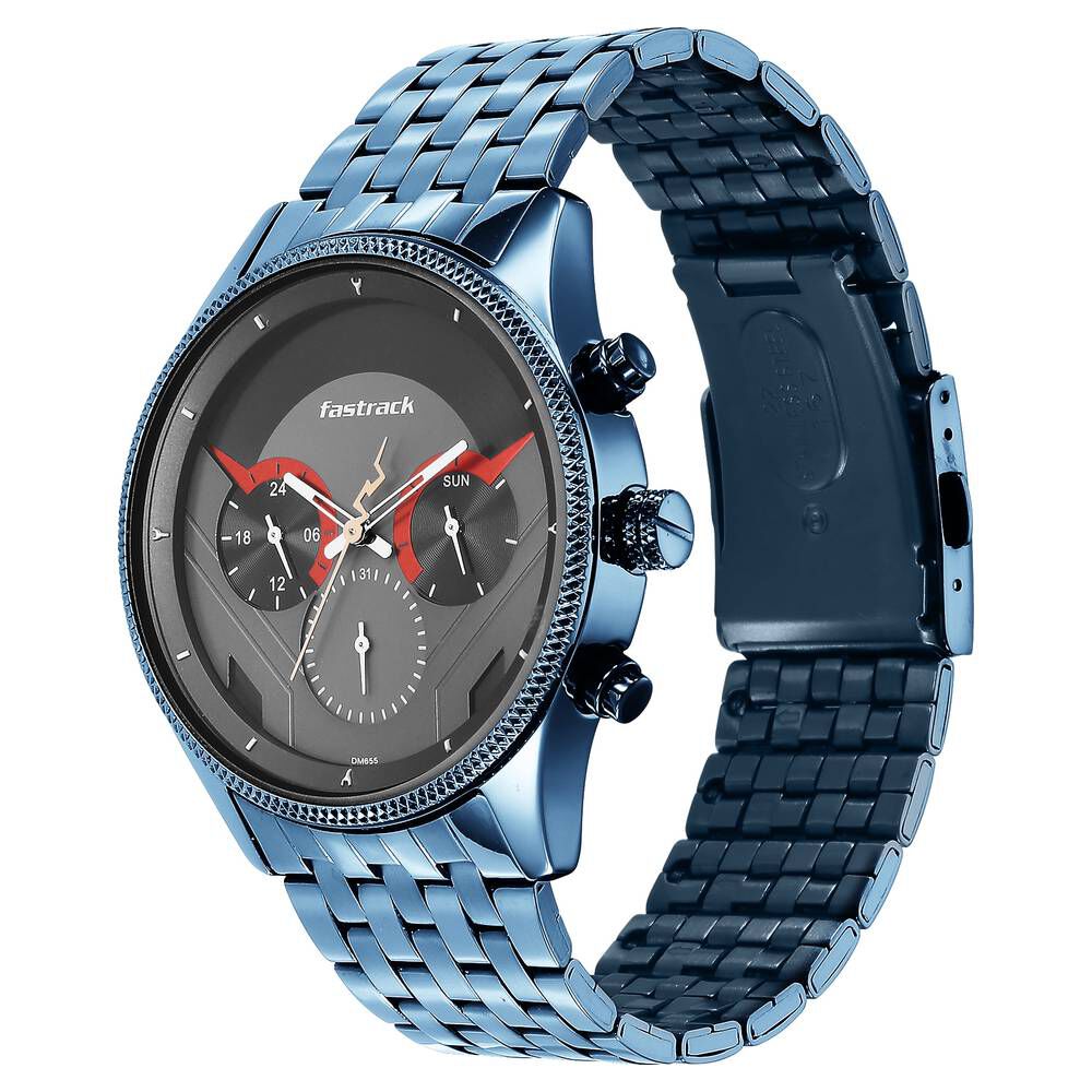 Fastrack Thor Quartz Multifunction Grey Dial Metal Strap Watch for Guys NS3286KM03