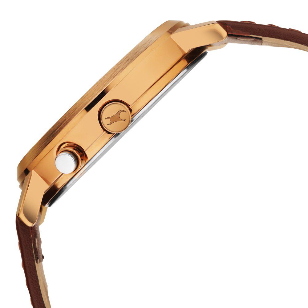 Fastrack Tick Tock Quartz Analog Green dial Leather Strap Watch for Guys 3287KL04