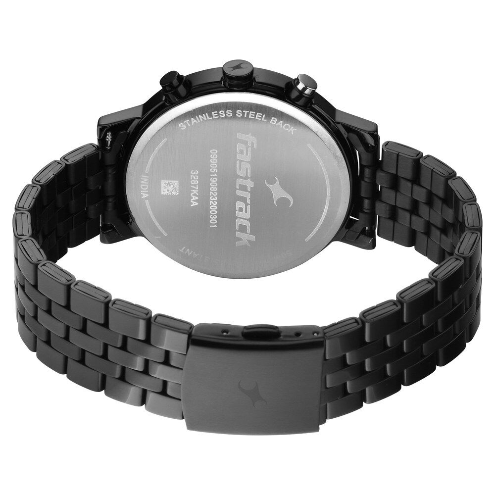 Fastrack Tick Tock Quartz Analog Blue dial Metal Strap Watch for Guys 3287KM03