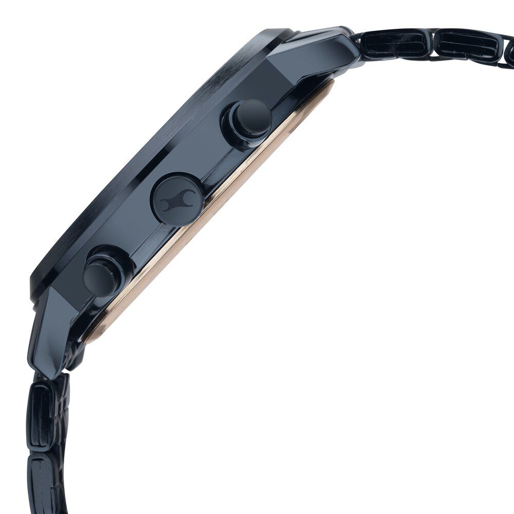 Fastrack Tick Tock Quartz Analog Black dial Metal Strap Watch for Guys 3287KM04