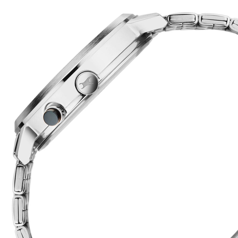 Fastrack Tick Tock Quartz Analog Blue dial Metal Strap Watch for Guys 3287KM05