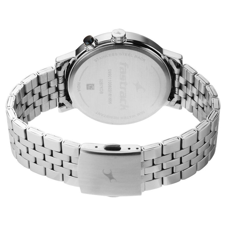 Fastrack Tick Tock Quartz Analog Blue dial Metal Strap Watch for Guys 3287KM05