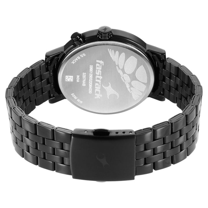 Fastrack Tick Tock Quartz Multifunction Black Dial Metal Strap Watch for Guys NS3287NM01