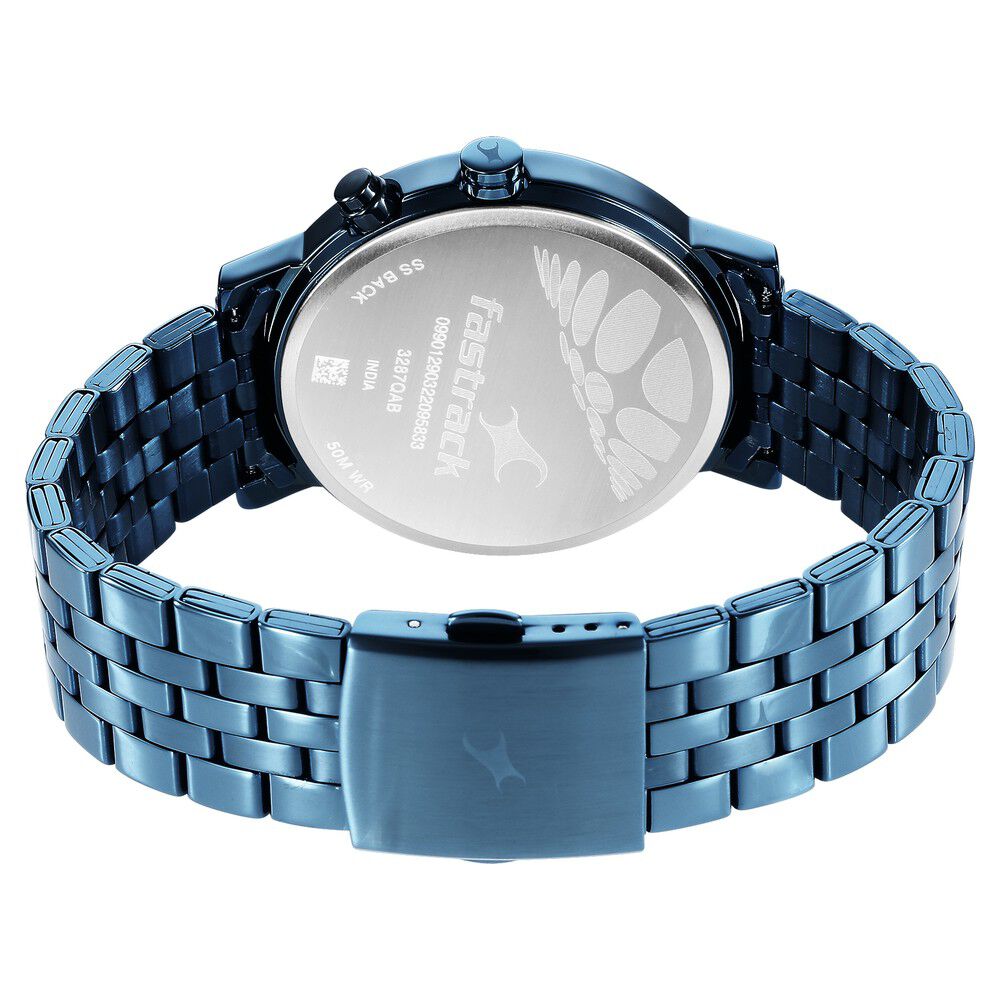 Fastrack Tick Tock Quartz Multifunction Black Dial Metal Strap Watch for Guys NS3287QM02