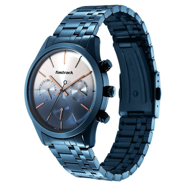 Fastrack Opulence Quartz Multifunction Multicoloured Dial Stainless Steel Strap Watch for Guys NS3288QM01