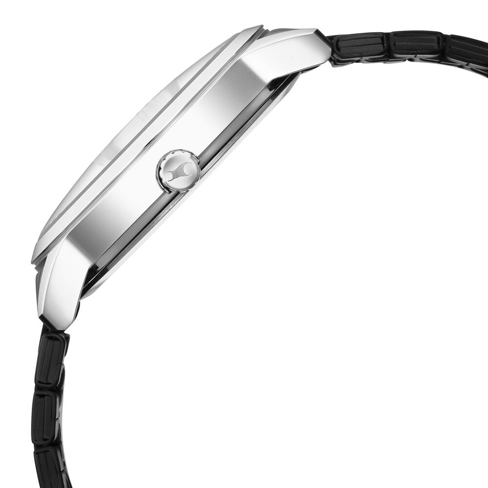 Fastrack Opulence Quartz Analog with Date Black Dial Stainless Steel Strap Watch for Guys NS3289KM01