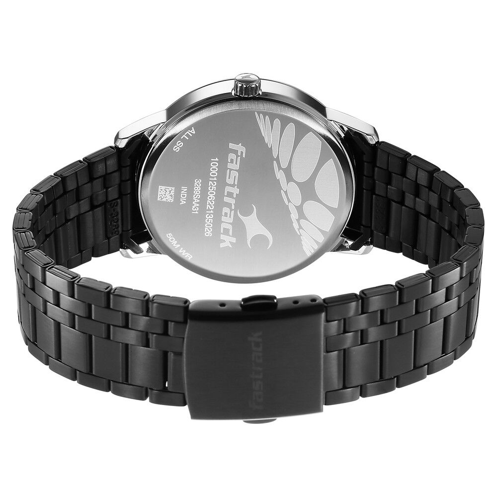Fastrack Opulence Quartz Analog with Date Black Dial Stainless Steel Strap Watch for Guys NS3289KM01