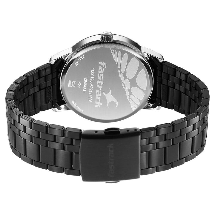 Fastrack Opulence Quartz Analog with Date Black Dial Stainless Steel Strap Watch for Guys NS3289KM01