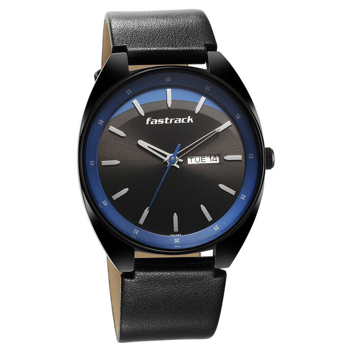 Fastrack Snob X Black Dial Leather Strap Watch for Guys NS3292NL01