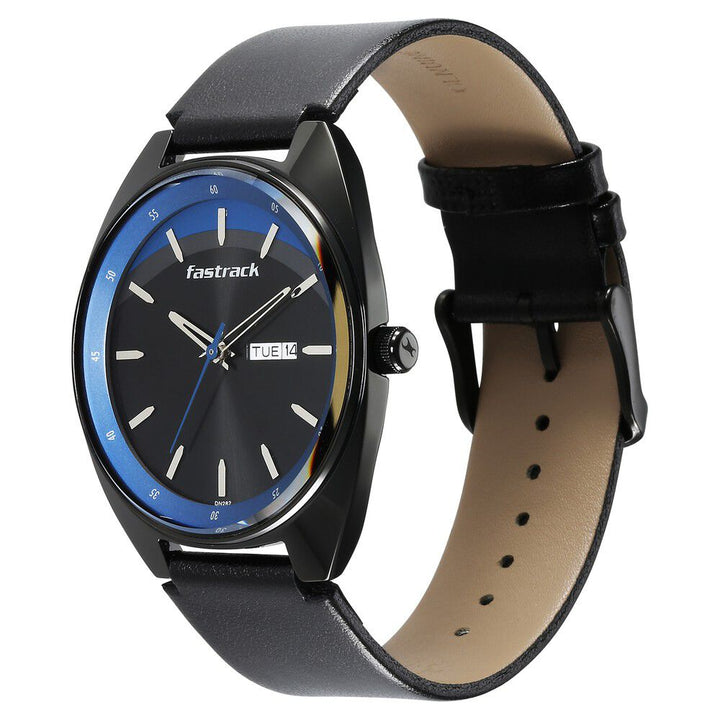 Fastrack Snob X Black Dial Leather Strap Watch for Guys NS3292NL01