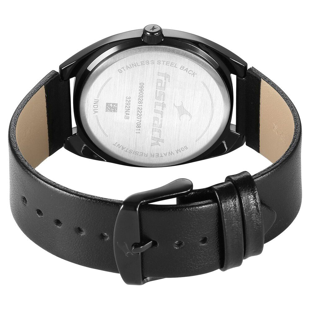 Fastrack Snob X Black Dial Leather Strap Watch for Guys NS3292NL01