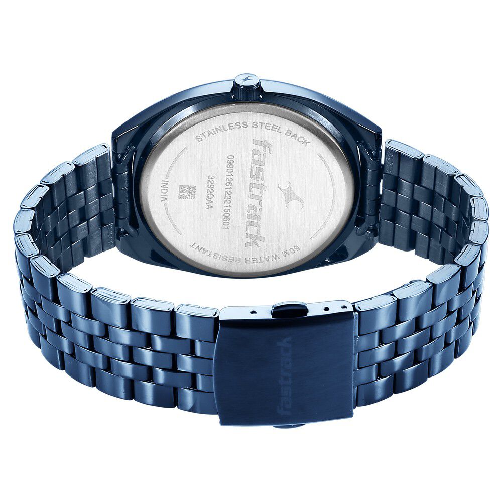 Fastrack Snob X Blue Dial Metal Strap Watch for Guys NS3292QM01