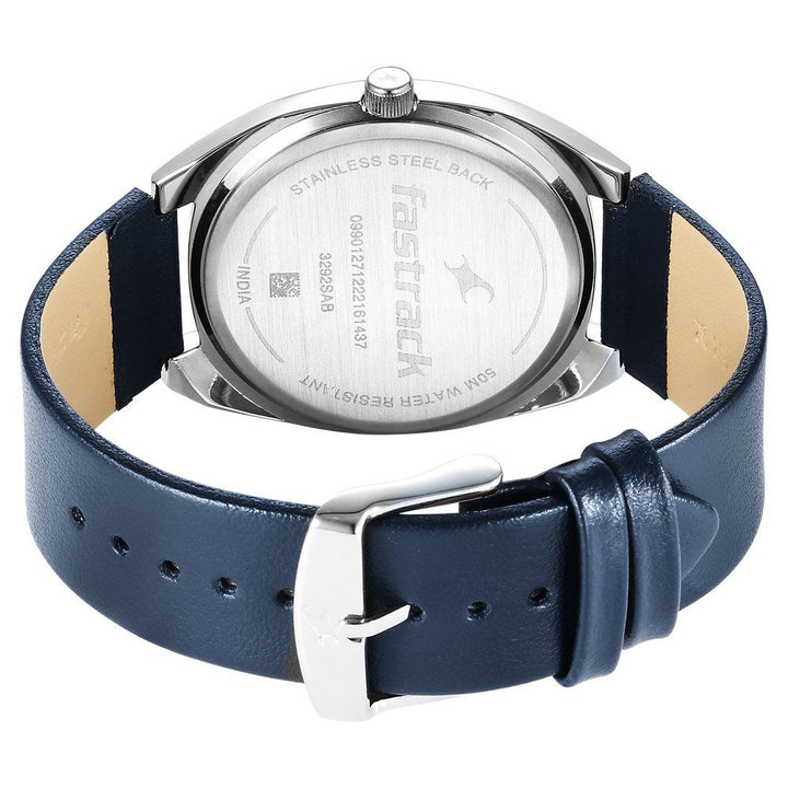 Fastrack Snob X Silver Dial Leather Strap Watch for Guys 3292SL01