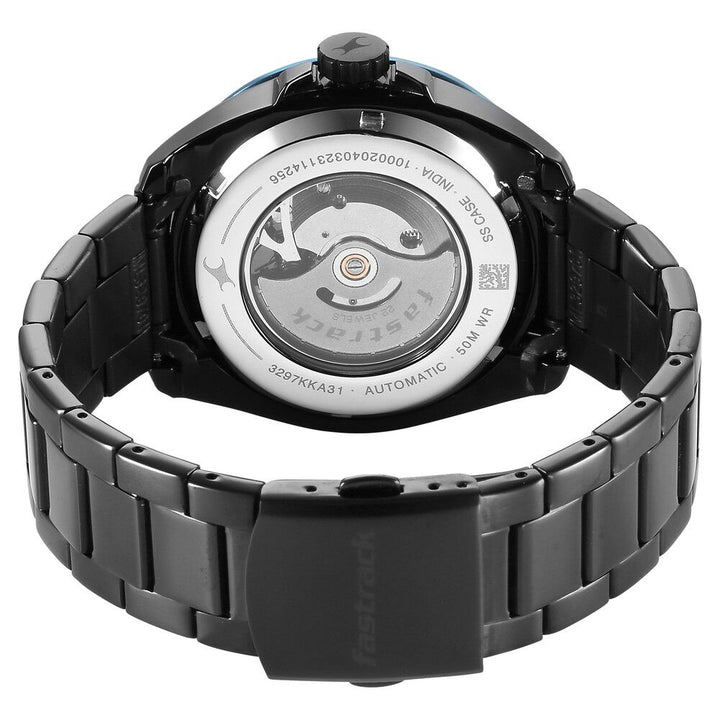 Fastrack Automatics Black Dial Stainless Steel Strap Watch for Guys NS3297KM02