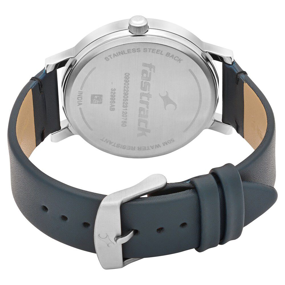 Fastrack Crush Quartz Analog Black Dial Leather Strap Watch for Guys 3299SL01
